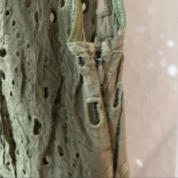 Eva Franco Green Eyelet Peter Pan Collar Dress 6 - Picture 5 of 9